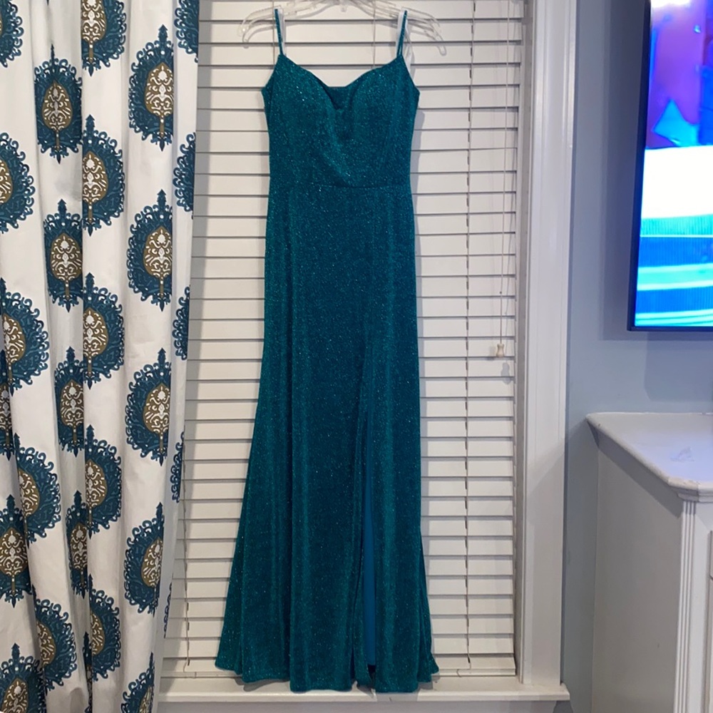 sparkle green prom dress